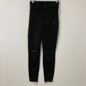 SPANX Black Distressed Frayed Hem Skinny Pull-on‎ Jeans size Small